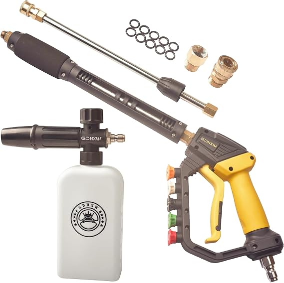 GDHXW Adjustable Length High Power Washer Gun 5000PSI,with Foam Cannon and Pressure Washer Gun Accessories