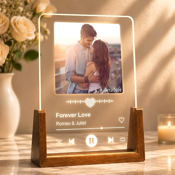 Giftove Personalised Spotify Photo Plaque - Valentines Gifts for Him Her