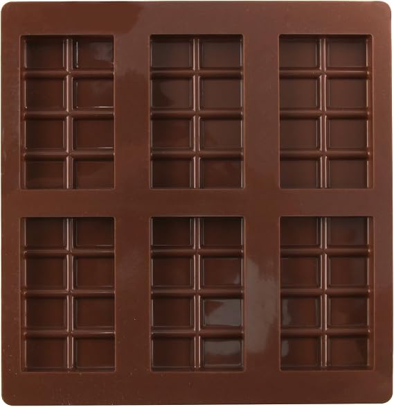 6 Cell Toffee/Fudge Chocolate Mould (100g), Non-Stick Candy Bar DIY Baking Mold Valentine's Day Gift for Him Her Men Women, Break Apart Silicone Molds for Energy Bars, Fudge, and Sweets - Reusable