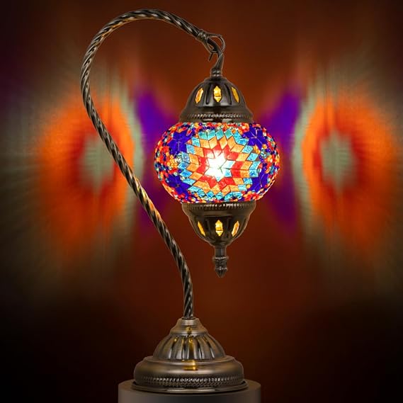 Marrakech Turkish Mosaic Lamp Stained Glass Table Lamp with Tiffany Style