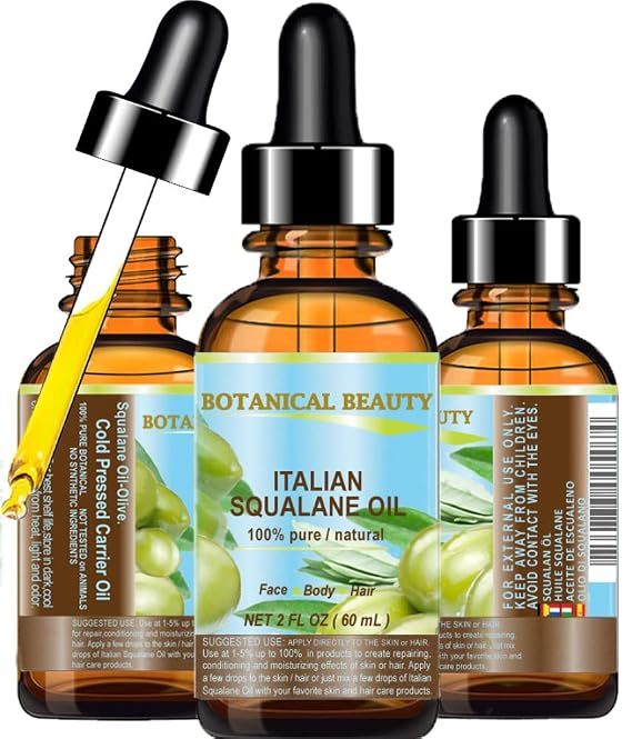 Botanical Beauty SQUALANE Italian Olive 100% Pure Natural Undiluted Oil 100% Ultra-Pure Moisturizer for Face, Skin, Body, Hair. Reliable 24/7 Skincare Protection (2 Fl Oz 60 ml)