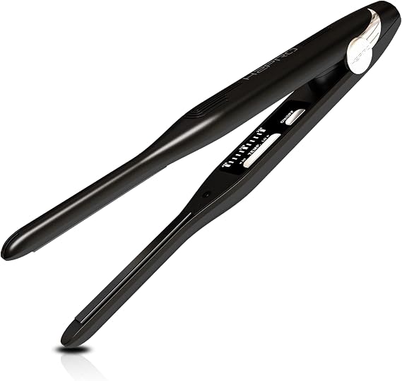 H2PRO Black Diamond 3/10" Tourmaline Ceramic Hair Straightener - Cutting Edge Professional Flat Iron for All Hair Types