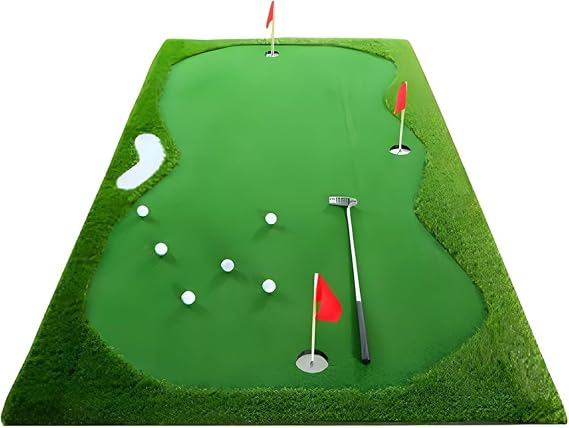 Golf Putting Green Large Putter Mat Golf Mat Artificial Turf Putter Putting Golf Silent Water Repellent Sun Resistant Durable Storage Easy Assembly for Course Practice Putting Practice Tool