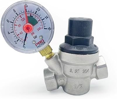 304 Stainless Steel Water Pressure Reducing Valve RegulatorDN15 DN20 DN25 Water Tap Maintaining Valve Color : DN15, Size : With gauge