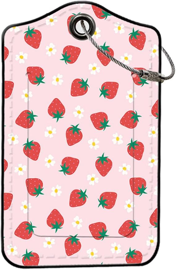 Cute Strawberry Pattern PU Leather Luggage Tags Baggage Tag
