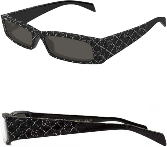 Gucci GG1780S Lasered GG Pattern Logo Rectangular -Shaped Non-Polarized Sunglasses for Men Includes Luxury Eyewear Kit Black Frame with Grey Lens