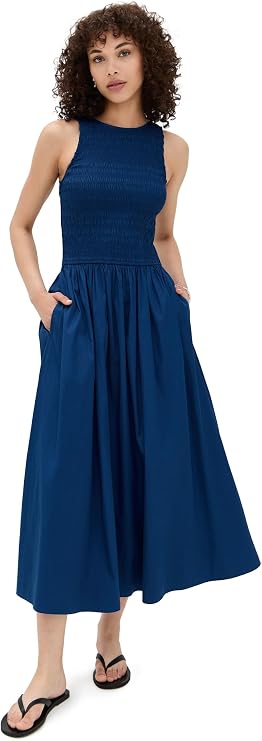Madewell Women's The Melody Scoop Back Smocked Midi Dress