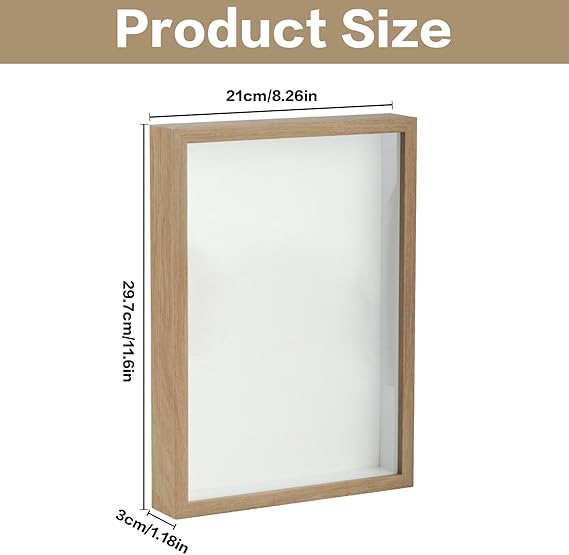 3D Shadow Box A4, White Deep Box Frame 3cm for Crafts, Tabletop & Wall | 22.7x31.4cm deep shadow box, 3cm depth for 3D crafts & photos, wall or tabletop display