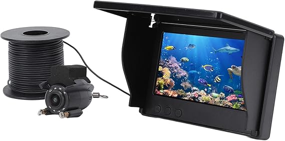 Underwater Fishing Camera, Portable Fish Finder Camera 1080P HD LED Cam with 220 Wide View and 4.3 Inch Monitor for Ice Lake Sea Boat Kayak Fishing
