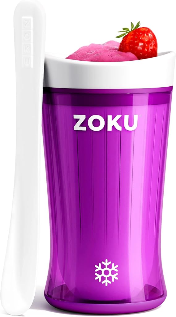 Slushie Cup With Slush Spoon Freezer Core Single-Serve Cup, Purple