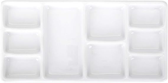 VanEnjoy White Square Ceramic Artist Paint Palette,Porcelain Watercolor Palette,Ceramic Mixing Tray for Watercolor Gouache Painting