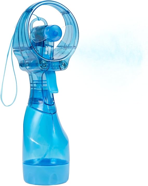 O2COOL Deluxe Handheld Misting Fan with Wrist Wrap Aqua Light Blue