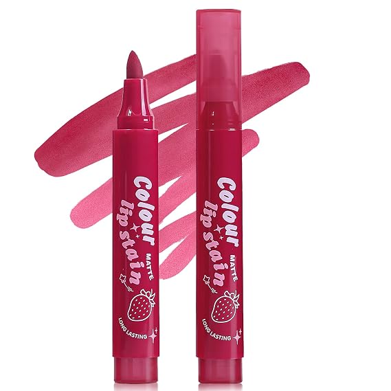 Lip Stain Marker Tint - Rose Red Matte Lip Liner Stain | Easy to Apply, Highly Pigmented Long-Lasting Color, Lightweight Non-sticky Precise Tip Marker Lip Contour Staining Makeup