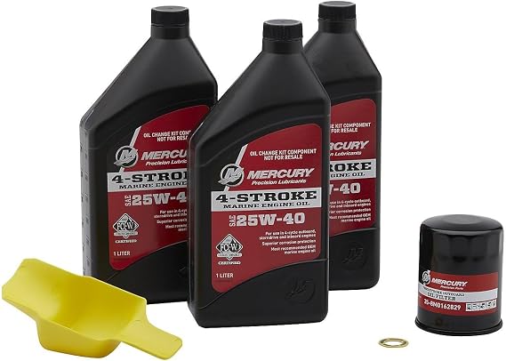 Mercury 8M0081916 25W-40 4-Stroke Outboard Oil Change Kit for Mercury 40/50/60hp EFI Outboards