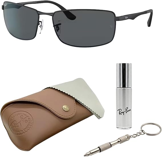 Ray-Ban RB3498 Rectangle Shaped Sunglasses for Men & Women with Official RAYBAN Eyewear Kit