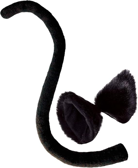 OLYPHAN Cat Ear Clips and Black Tail Long Costume Set Animal Ears Hair Clip for Women Halloween Costumes, Neko Cosplay Accessories