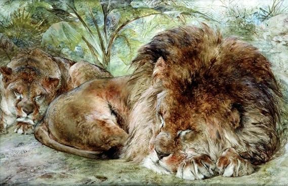 HCOTZHPY Oil Painting Canvas Wall Poster Wall Decoration Painting Siesta Sleeping William Huggins Classic Picture for Wall Decor 60x90cm