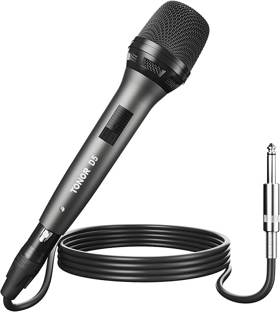 TONOR Professional Vocal Microphone for Singing, Dynamic Wired Karaoke Mic | Handheld Cardioid Microfono with 450 cm/157inch XLR to 1/4" Cable, for Speakers, Studio Mixer, Amp, for Speech, Party, D5