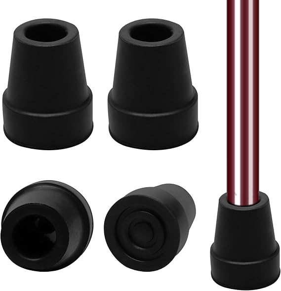 4 Pcs Walking Stick Rubber Ends, 19mm Cane Tips, Walking Stick Ferrules, Non-Slip Rubber Replacement Cane Tip, Crutch Rubber Feet for Canes, Walking Sticks, Hiking Stick