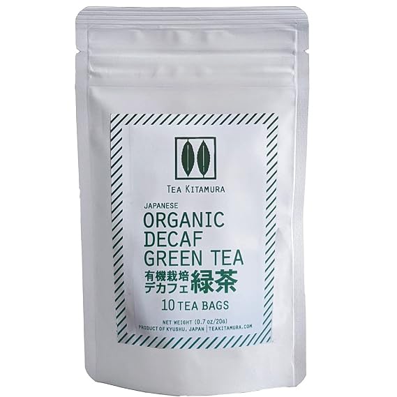 Organic Japanese Decaffeinated Green Tea 10 Tea Bags Hand Crafted in Small Batch by Tea Kitamura Made in Japan