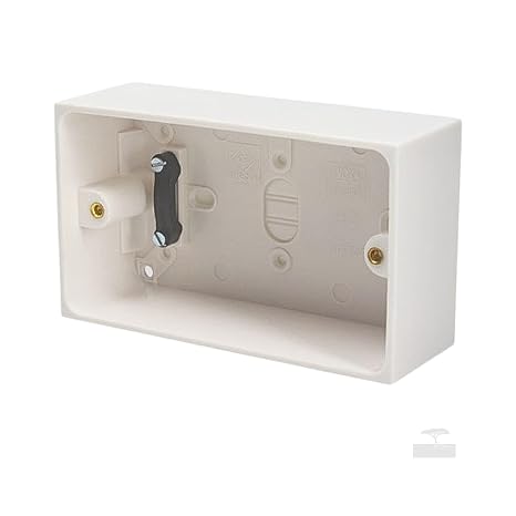Extra Deep Plastic Double Two Gang Surface Mounted Pattress Back Box - 47mm, White, 1 Piece