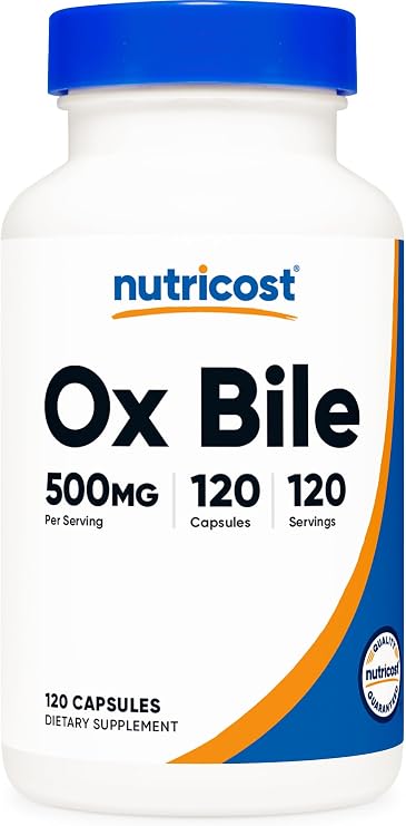 Nutricost Ox Bile Capsules 500mg Per Serving (120 Capsules) Gluten-Free