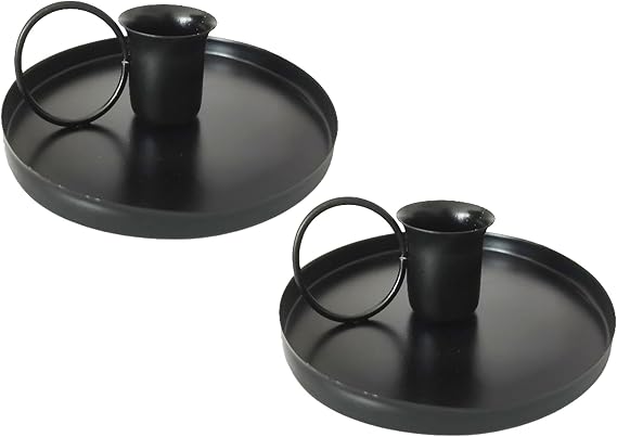 2 Pcs 4 Inch Black Iron Candle Holder for Taper Candles, Dinning,Wedding and Party Decoration (2, Black)