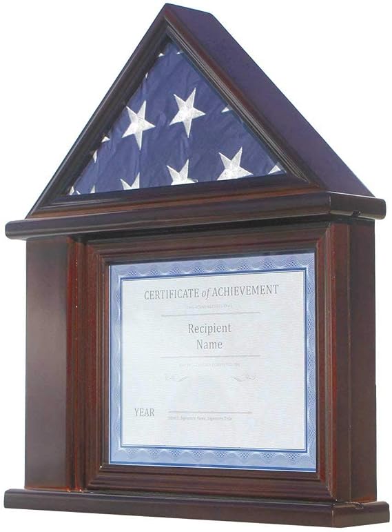 Flag Display Case Certificate & Document Holder Frame Military Shadow Box, for 3' X 5' Flag only