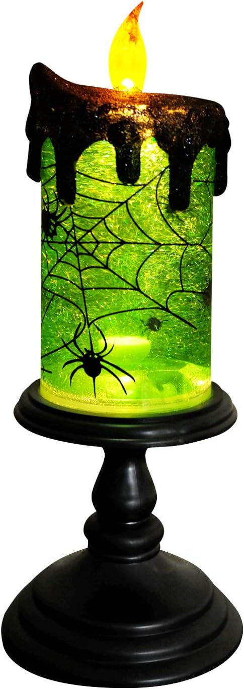 Eldnacele Spider Halloween Snow Globe Flameless Candle Battery Operated