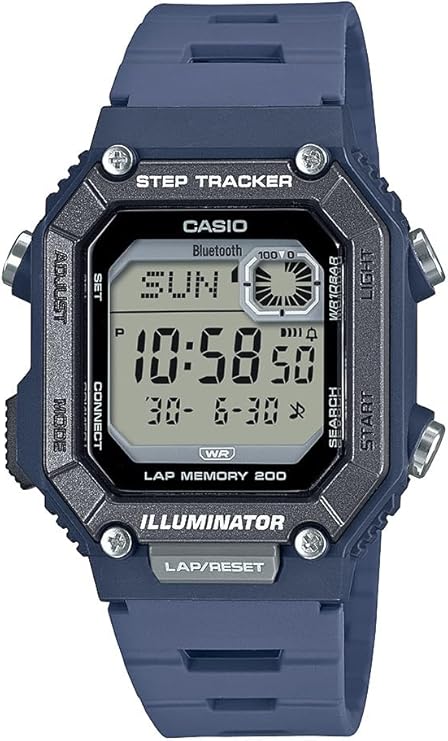 WS-B1000 Series | Men's Digital Watch | (Black) | 100M WR | Step Tracker | LED Illuminator | 100 SEC Chronograph | Daily Alarm | 2-Year Battery