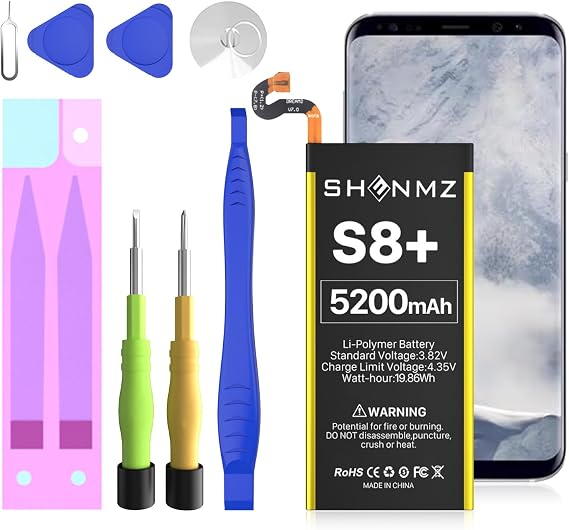 SHENMZ Galaxy S8 Plus Battery,2026 New Upgraded 5200mAh 3.85V Li-Polymer Battery for Samsung Galaxy S8 Plus SM-G955 G955V G955A G955T G955P G955R4 G955F with Remove Repair Tool Kit