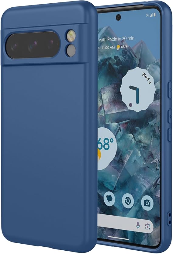 Case for Google 8 Pro,Liquid Silicone Case,Anti-Scratch Soft Microfiber Lining,Full Body Protective Phone Cover for Google Pixel 8 Pro,Blue