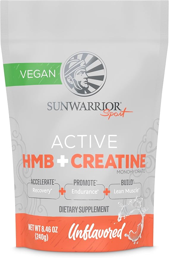 Sunwarrior Creatine HMB Monohydrate Powder Muscle Recovery, 240g Pre Workout Supplement for Men & Women, Micronized Leucine Recovery Supplement Unflavored 30 Servings