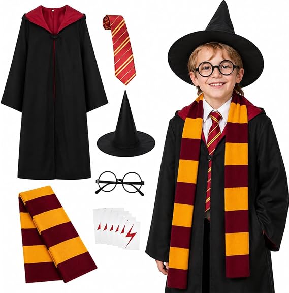 Wizard Costume Set, 11Pcs Wizard Cape Costume Accessories Set