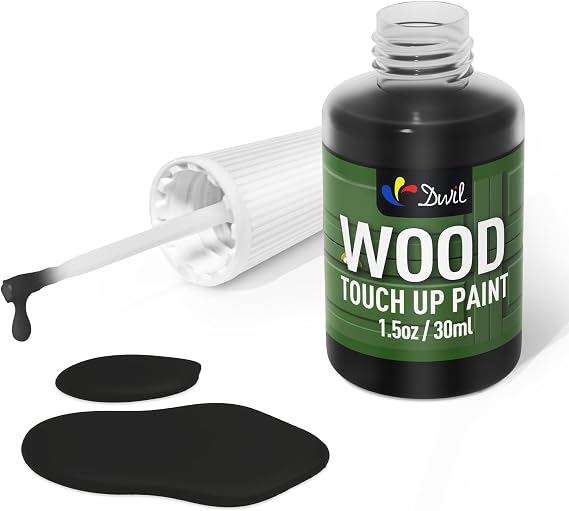 DWIL Wood Paint Touch Up Paint - 1.5 Oz Touch Up Paint Pen, Quick-Dry Black Paint for Wood Scratches,Chips and Spots on Furniture, Cabinets, Doors, Tables, Dressers (Black)