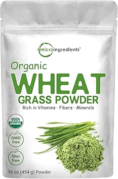 Sustainably US Grown, Organic Wheat Grass Powder (100% Whole-Leaf), 16 Ounce , Rich in Immune Vitamins, Fibers and Minerals, Support Digestion Function, Vegan Friendly