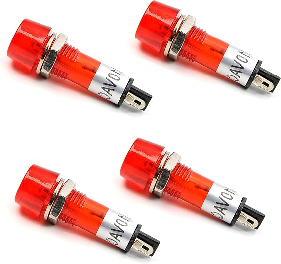 Othmro Signal Indicator Dash Light DC 110V, Neon LED Bulbs XD10-3 Red, 40mm 1.57inch Plastic Shell Panel Mount Signal Pilot Dash Directional Lights 10pcs