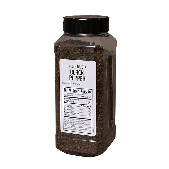 Sauer's Whole Black Pepper | 1 Pound Canister | Foodservice | Whole Black Pepper | 1 Pound Canister | Foodservice