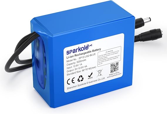 12V Battery Pack Rechargeable 5200mAh Lithium Ion Battery for LED Strip/CCTV Camera/Electronic Organ/Optical Network Unit/Router,Portable 12 Volt Battery DC5521 Interface (Blue)