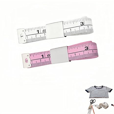Professional Dual Scale Measuring Tape Set, 60 Inch/150 CM,2-Pack 60" Soft Flexible Tape Measure, Dual Scale Pink & White for Body & Fabric Sewing Tailoring Craft