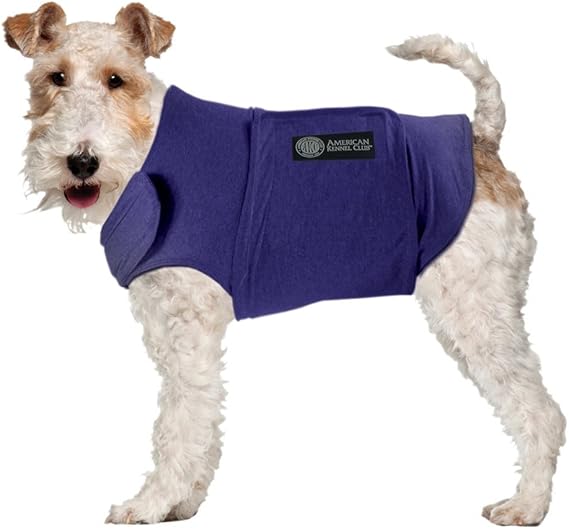 AKC - American Kennel Club Anti Anxiety and Stress Relief Calming Coat for Dogs, Essential for Thunderstorm season and 4th of July Fireworks- Blue, Medium