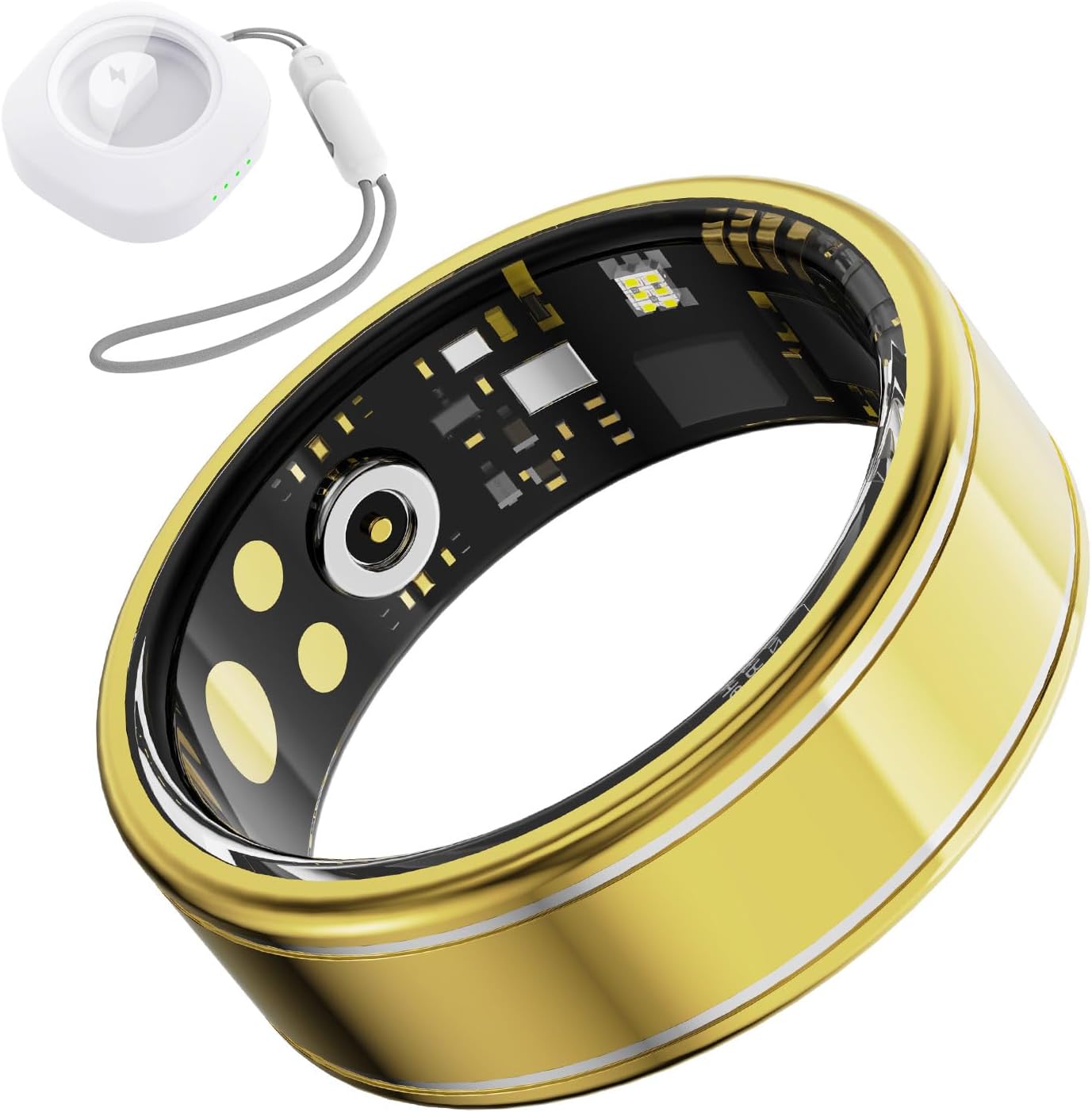 Smart Ring Health Tracker, Fitness Tracker Ring for Women Men, Monitoring of Pedometer, SpO2, Sleep Quality, Heart Rate, No Subscription Fee, Sport Rings for iOS & Android Gold 12