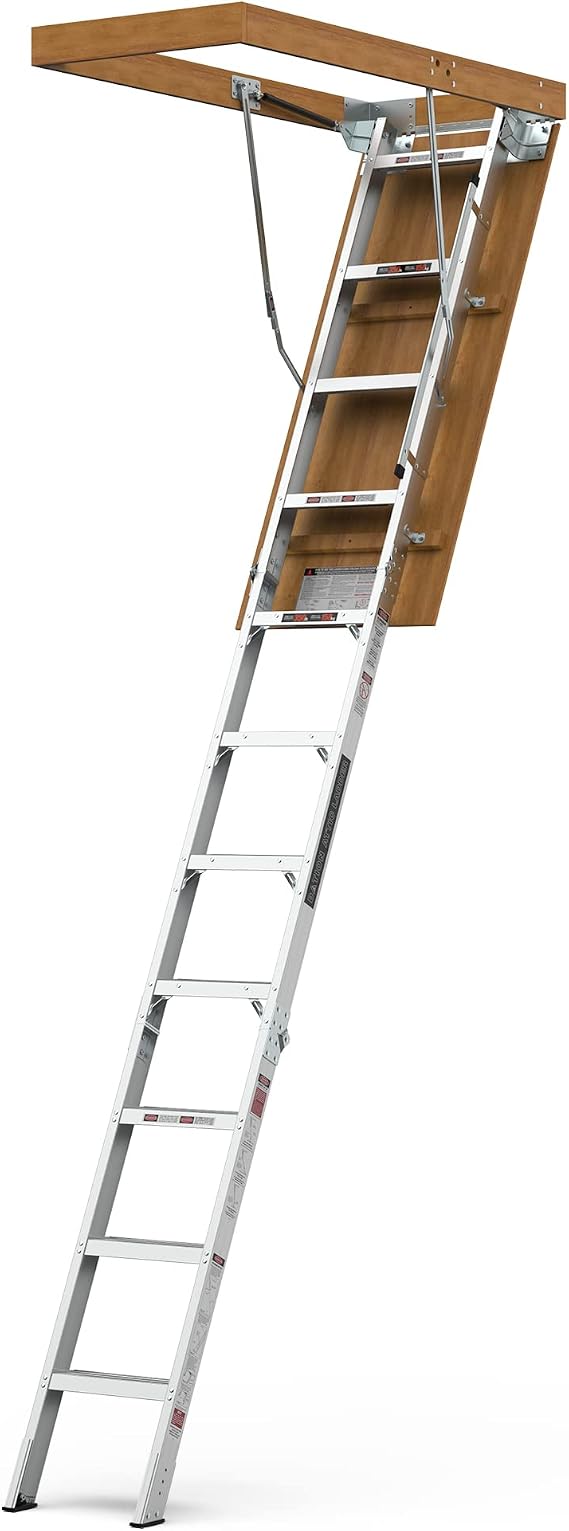 Aluminum Attic Ladder,Pull Down System,Attic Stairs,Attic Lift,for 7'8"-10'3" Ceiling Height, 22.5" x 54", 380 lbs Capacity (22.5''54'')