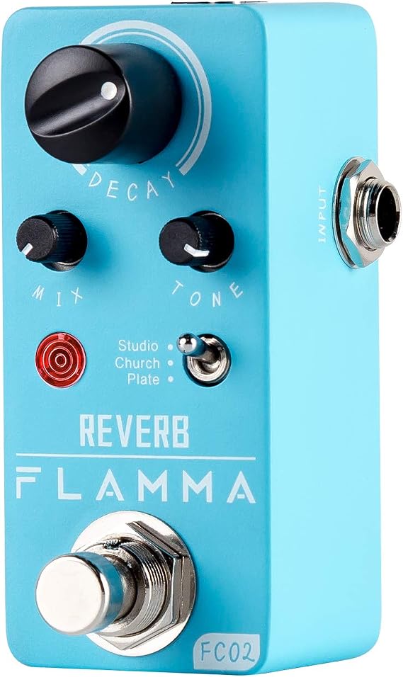FLAMMA FC02 Reverb Pedal Digital Guitar Pedal with 3 Reverb Effects Church Plate Studio True Bypass