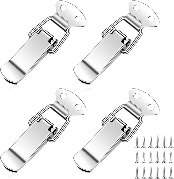Latch, Stainless Steel Spring Loaded Toggle Latch, Toggle Latch Metal Lock, Latch Catch Toggle Hasp with Screws, Clasp Buckle Latch for Cabinet, Locks Latches for Bucket Window Box