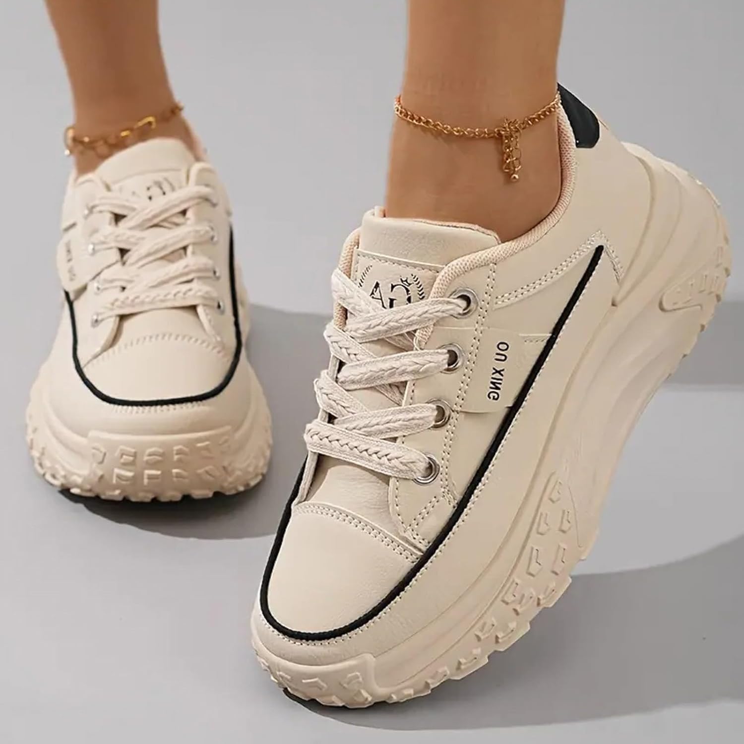 Platform Trainers for Women,Women's Chunky Platform Sneakers,Wedge Trainers for Women,Anti Slip With Thick Sole Breathable Fashion Running Sneakers,Ladies Flat Low Top Fashion Trainer