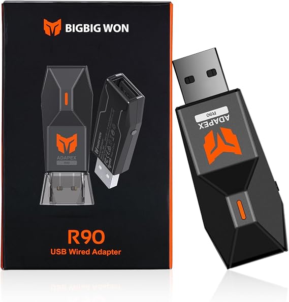 BIGBIG WON R90 Controller Adapter, Wired Adapter for Xbox Series X|S/One/Elite Series/Switch/PS5/PS4 on PC Win10&11/Playstation/Switch, Turbo