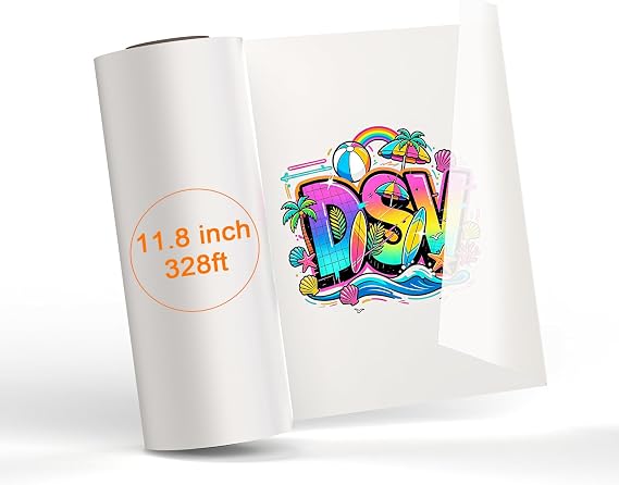 DSV 11.8" x 328ft DTF Transfer Film Roll, DTF Film for Direct to Film Transfer Printers with Single-Side Water-Based Coating, High Ink Receptivity and Stability, Used for A3 DTF Printer (A3 Size)