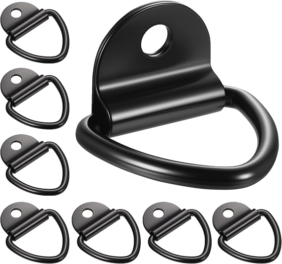 8 PCS Tie Down Anchor, Heavy Duty Tie Down Rings V Mounting Ring Lashing Eyelets, Steel D Ring Cargo Trailer Anchor Hook with Load 1000 kg for Securing Loads in Cars, Kayaks and Trailers (Black)