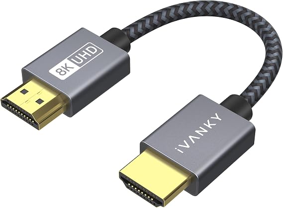 IVANKY Short 10K 8K HDMI Cable 1 Foot/0.3M, Ultra High Speed HDMI 2.1 Cable | Support [4K@120Hz 8K@60Hz, HDR 10, 3D, HDCP 2.3, eARC], Braided HDMI Cord, Compatible with UHD TV, PS5, Xbox, Blu-ray,Monitor